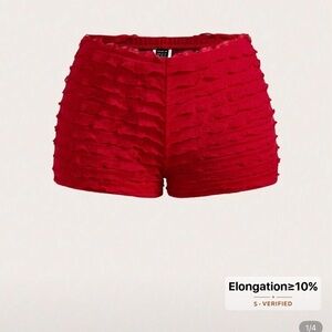 SHEIN Red Ruffled High Waist Shorts
